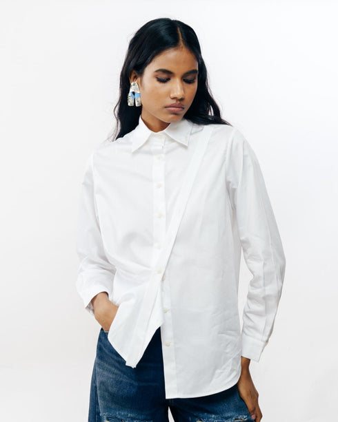 White silver beaded shirt