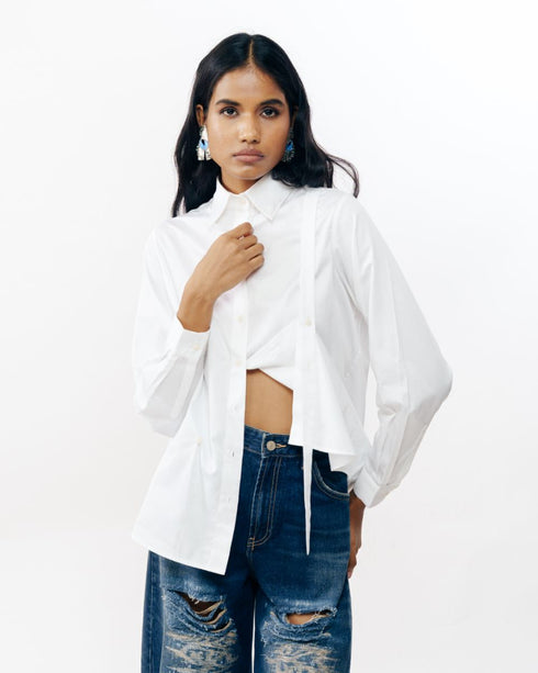 White silver beaded shirt