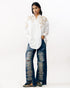 White zari embroidered shirt