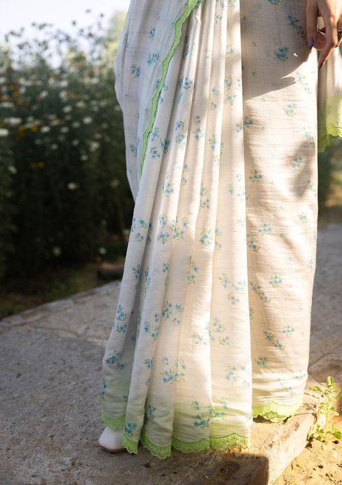 Wildflower kiss beige sari