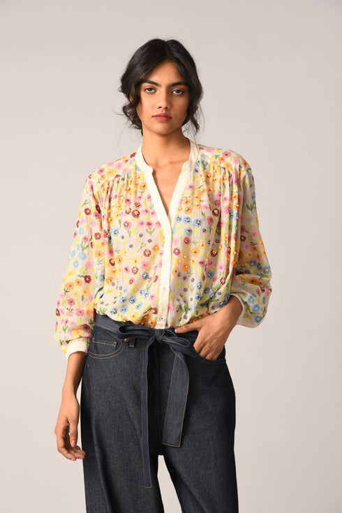 Woodsii ivory floral oversize shirt