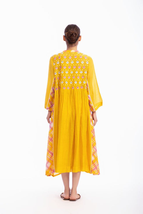 Yellow floral embroidered dress