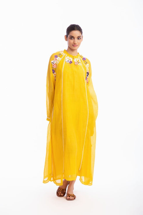 Yellow floral maxi dress