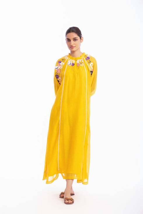 Yellow floral maxi dress