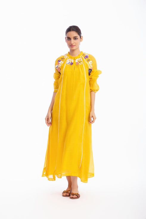 Yellow floral maxi dress