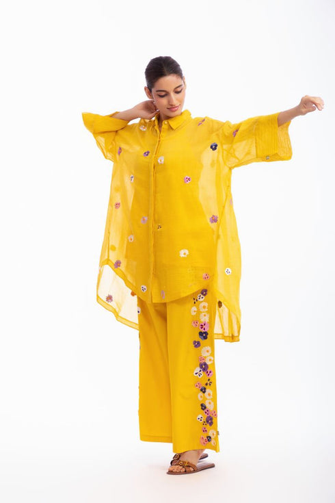 Yellow floral printed shirt