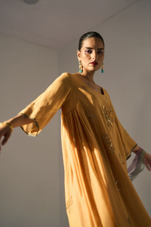 Yellow mansa kurta with pants