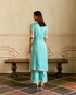 Zahara aqua and ivory applique and cutwork kurta with pants