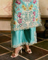 Zahara aqua and ivory applique and cutwork kurta with pants