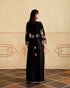 Zahara black contrast embroidered dress kurta with tie-up belt
