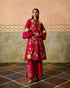 Zahara fuchsia mosaic floral short kurta with cutwork flared pants