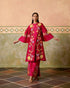 Zahara fuchsia mosaic floral short kurta with cutwork flared pants