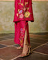 Zahara fuchsia mosaic floral short kurta with cutwork flared pants