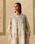Zahara ivory and gold long kaftan