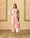 Zahara ivory and pink color block applique kurta with pants