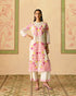 Zahara ivory and pink color block applique kurta with pants