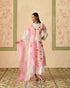 Zahara ivory and pink color block applique kurta with pants