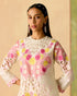 Zahara ivory and pink color block applique kurta with pants
