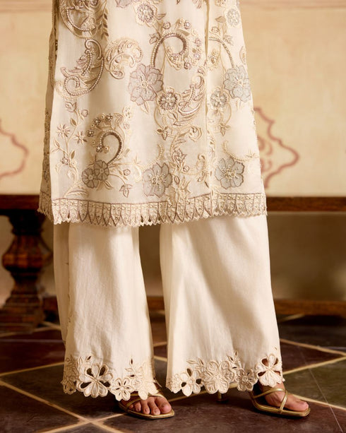 Zahara ivory and silver embroidered jacket