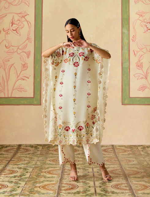 Zahara ivory applique kaftan