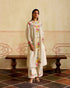Zahara ivory floral and stripes yoke detail kurta with cutwork pants