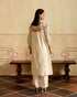 Zahara ivory floral and stripes yoke detail kurta with cutwork pants