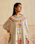 Zahara ivory floral and stripes yoke detail kurta with cutwork pants