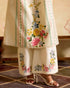 Zahara ivory floral and stripes yoke detail kurta with cutwork pants