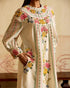 Zahara ivory floral and stripes yoke detail kurta with cutwork pants