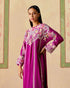 Zahara purple contrast embroidered kimono kurta with narrow pants