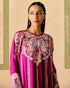 Zahara purple contrast embroidered kimono kurta with narrow pants