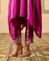 Zahara purple contrast embroidered kimono kurta with narrow pants