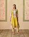 Zahara yellow and ivory embroidered kurta with sheer panel pants