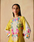 Zahara yellow and ivory embroidered kurta with sheer panel pants