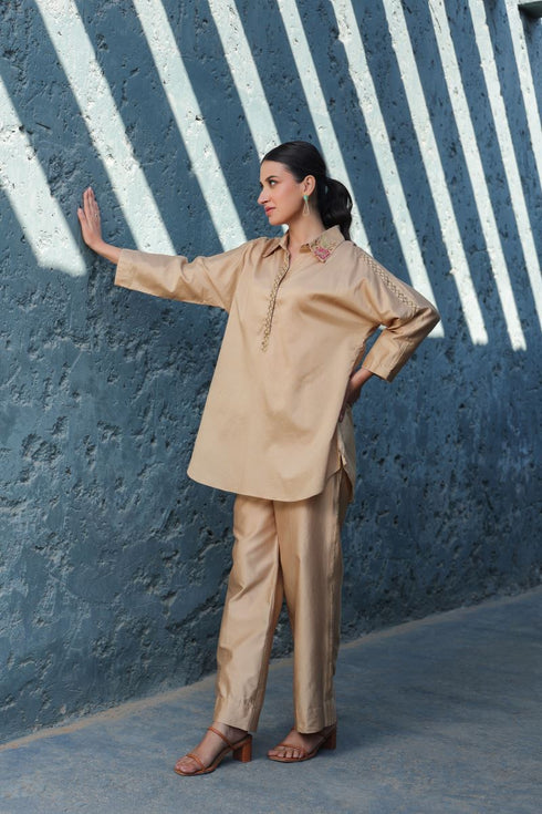 Zardozi applique collar co-ord set