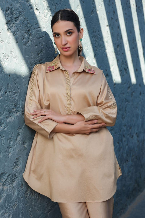 Zardozi applique collar co-ord set