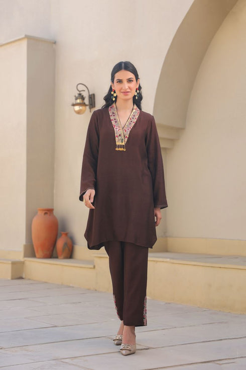 Zardozi paisley V-neck co-ord set