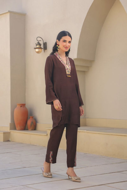 Zardozi paisley V-neck co-ord set