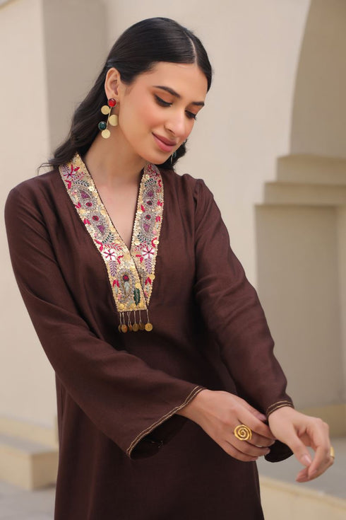 Zardozi paisley V-neck co-ord set