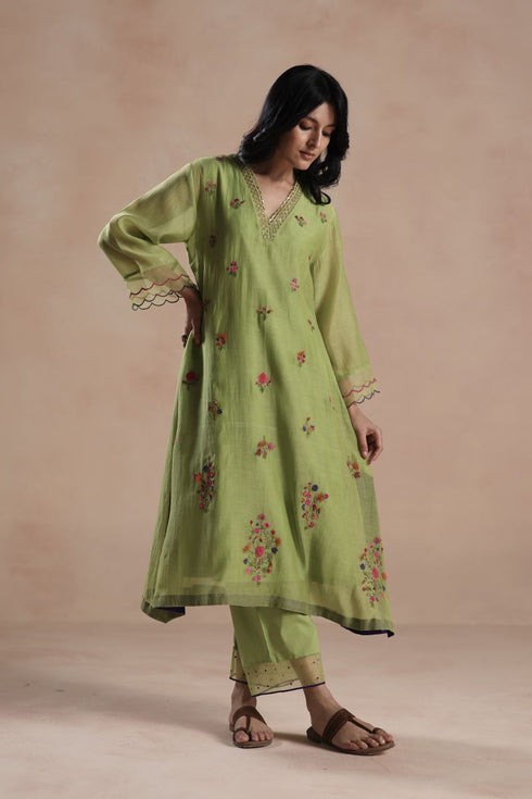 Zeya lime green kurta set