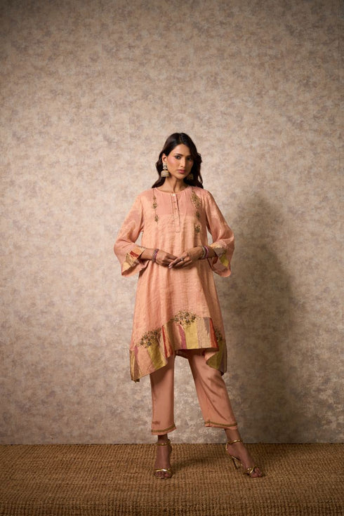 Zing peach kurta set