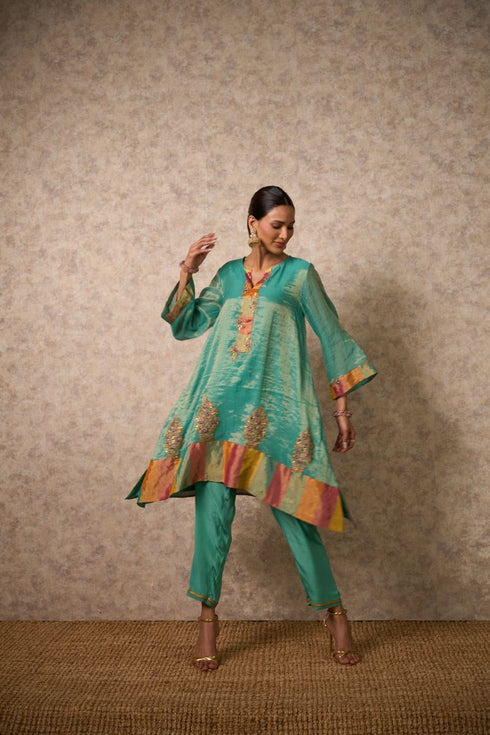 Zing sea green kurta with pants