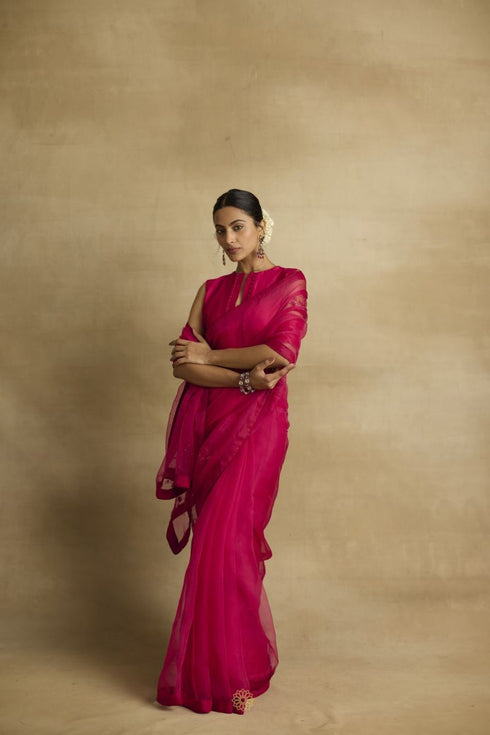 Ziya hot pink sari set