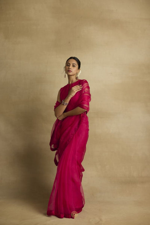 Ziya hot pink sari set
