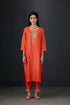 Brih coral embroidered tunic trouser set