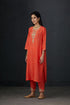 Brih coral embroidered tunic trouser set