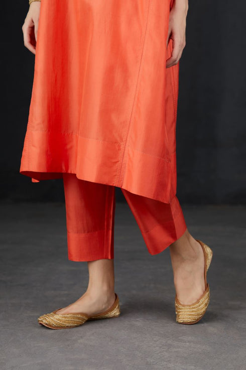 Brih coral silk tunic set