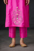 Brih rose color hand embroidered silk organza tunic trouser set