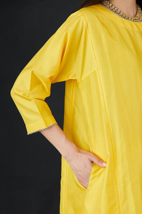 Brih sun hand embroidered silk organza tunic trouser set