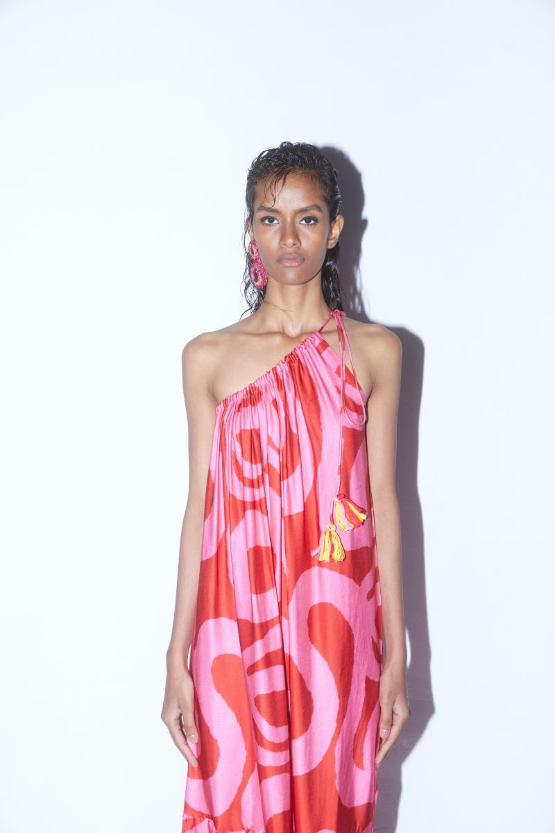 Candy Stripe One Shoulder Dress main image 0